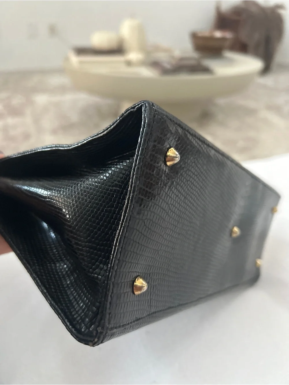 Vintage Gucci Lady Lock lizard skin in Black